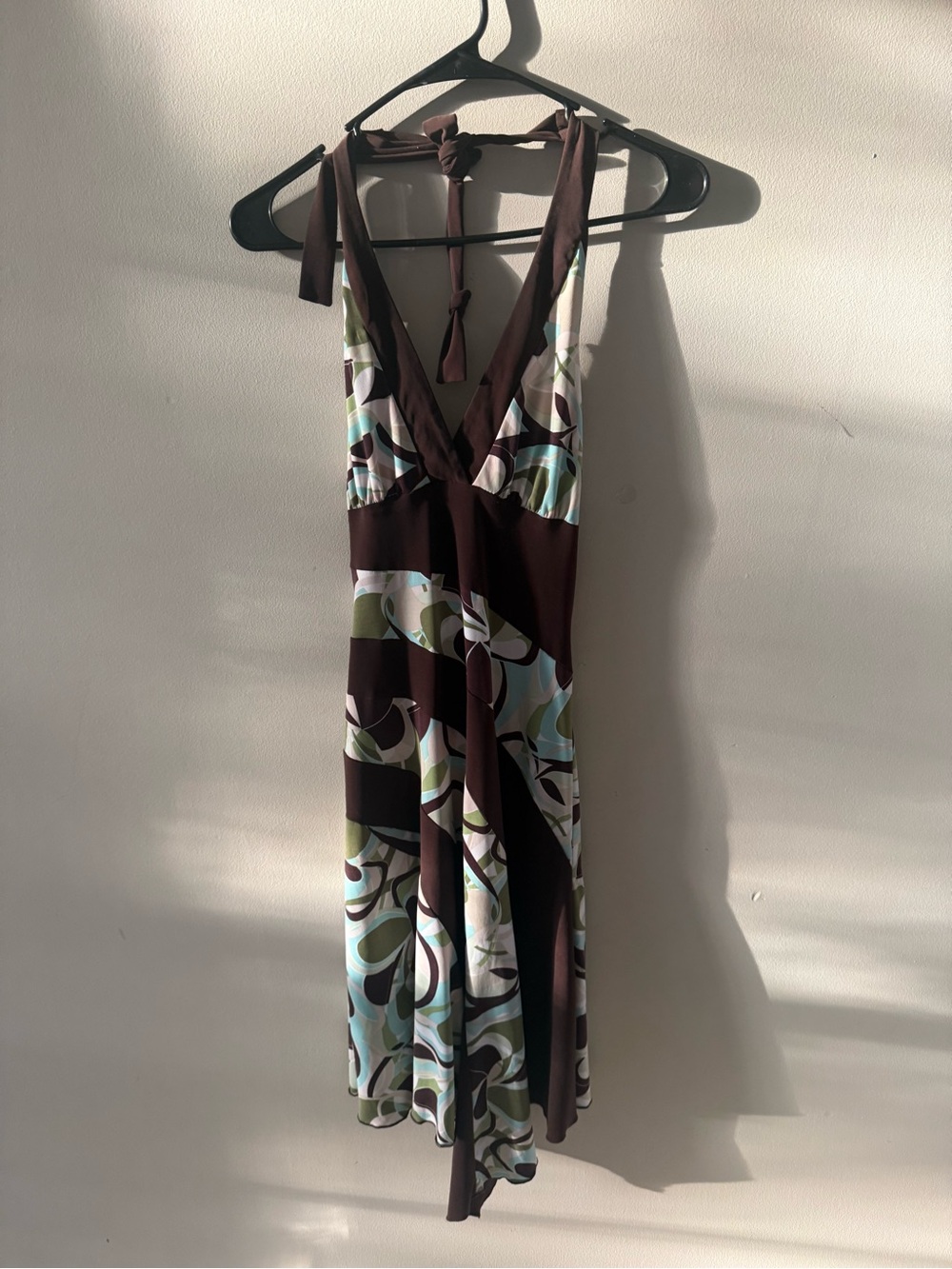La Belle Brown & Aqua Swirl Halter Dressc